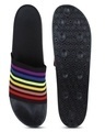 Shop Men's Black Rainbow Striped Sliders