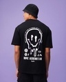 Shop Men's Black Rave Generation Graphic Printed Oversized T-shirt-Front
