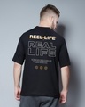 Shop Men's Black Real Life Graphic Printed Oversized T-shirt-Front