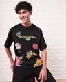 Shop Men's Black Real Thing Coke Graphic Printed Oversized T-shirt-Front