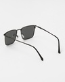 Shop Men's Black Rectangular Polarised Lens Sunglasses-Full