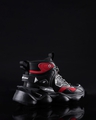 Shop Men's Black & Red Bulldozer Color Block High-Top Sneakers-Front