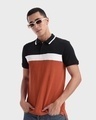 Shop Men's Black & Red Color Block Polo T-shirt-Front