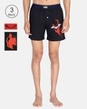 Shop Pack of 3 Men's Black & Red Graphic Printed Boxers-Front