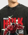 Shop Men's Black Red Hulk Graphic Printed Oversized Acid Wash T-shirt