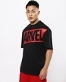 Shop Men's Black Red Marvel Oversized Typography T-shirt-Design