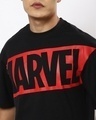 Shop Men's Black Red Marvel Oversized Typography T-shirt