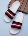 Shop Men's Black & Red Striped Lightweight Sliders-Front