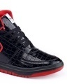 Shop Men's Black & Red Textured High-Top Sneakers