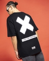 Shop Men's Black Reflective X Typography Super Loose Fit T-shirt-Front
