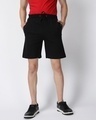 Shop Men's Black Regular Cotton Casual Shorts-Front