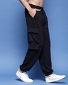 Shop Men's Black Relaxed Fit Cargo Joggers-Design