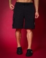 Shop Men's Black Relaxed Fit Cargo Shorts-Front