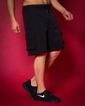Shop Men's Black Relaxed Fit Cargo Shorts-Design