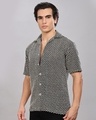 Shop Men's Black Relaxed Fit Crochet Shirt-Design