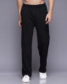 Shop Men's Black Relaxed Fit Track Pants-Front
