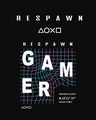 Shop Men's Black Respawn Gamer Typography Oversized Fit T-shirt