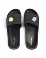 Shop Men's Black Rick & Morty Printed Velcro Sliders-Front