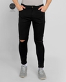 Shop Men's Black Ripped Skinny Fit Jeans-Front