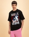 Shop Men's Black Sasuke Uchiha Graphic Printed Oversized T-shirt-Front