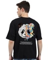 Shop Men's Black Savage Panda Graphic Printed Oversized T-shirt-Front