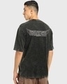 Shop Men's Black Seeker Typography Oversized Acid Wash T-shirt-Full