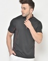 Shop Men's Black Self Design T-shirt-Front