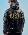 Shop Men's Black Shine Hustle Typography Oversized Jacket-Front