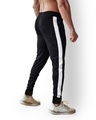 Shop Men's Black Side Striped Slim Fit Joggers-Full