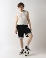 Shop Men's Black Typography Side Vent Oversized Shorts