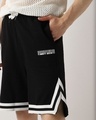 Shop Men's Black Typography Side Vent Oversized Shorts