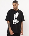 Shop Men's Black Silence Graphic Printed Oversized T-shirt-Front