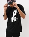 Shop Men's Black Silence Graphic Printed Oversized T-shirt-Design