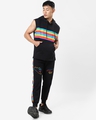 Shop Men's Black Multicolor Striped Hooded Vest