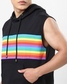 Shop Men's Black Multicolor Striped Hooded Vest