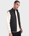 Shop Men's Black Sleeveless Puffer Jacket-Front