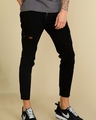 Shop Men's Black Slim Fit Cargo Pants-Full
