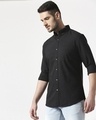 Shop Men's Black Slim Fit Casual Oxford Shirt-Front