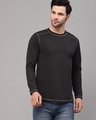 Shop Men's Black Corduroy Slim Fit T-shirt-Front