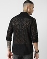 Shop Men's Black Slim Fit Crochet Shirt-Design