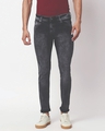 Shop Men's Black Slim Fit Faded Jeans-Front