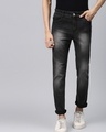 Shop Men's Black Slim Fit Jeans-Front