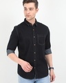 Shop Men's Black Slim Fit Shirt-Front
