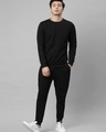 Shop Men's Black Slim Fit Sweatshirt and Jogger Set-Front