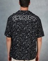 Shop Men's Black Snoopy All Over Printed Oversized Shirt-Front