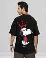 Shop Men's Black Snoopy King Graphic Printed Oversized T-shirt-Front