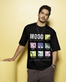 Shop Men's Black Snoopy Mood Graphic Printed Oversized T-shirt-Front