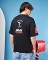 Shop Men's Black Snoopy Vibes Graphic Printed Oversized T-shirt-Full