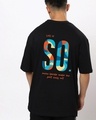 Shop Men's Black So Typography Oversized T-shirt-Front