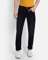 Shop Men's Black Solid Slim Fit Denim Jeans-Front